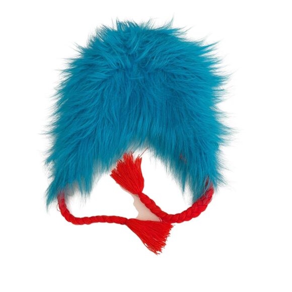 Universal Studios Thing 1 2 Fuzzy Dr Seuss Hat Drawstring Funny Adult - Picture 8 of 9